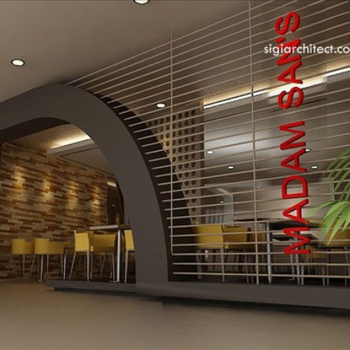 Desain Restoran Berinterior Minimalis Tropis