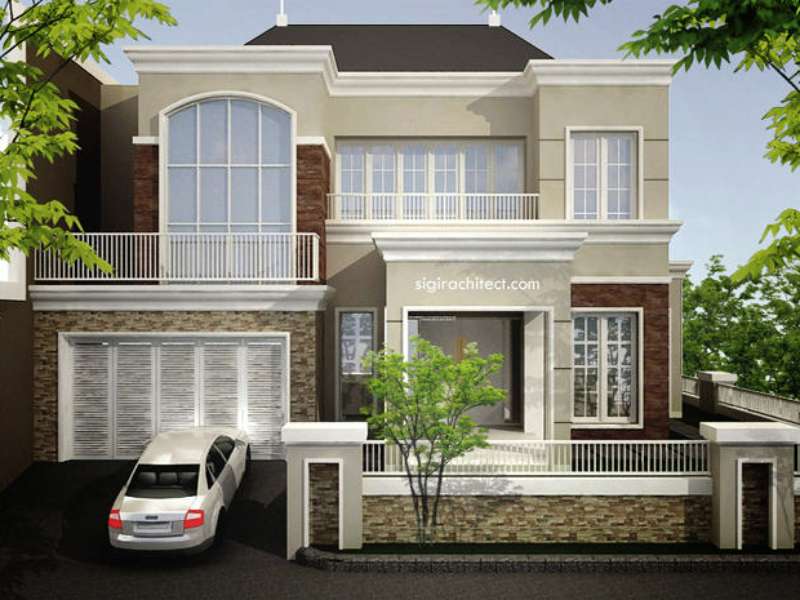Desain Rumah Semiklasik Kavling Pojok/ Hoek 2 lantai