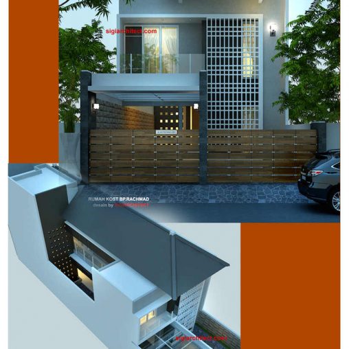 Desain Rumah Kost 2 Lantai, Model Fasad Minimalis Tropis