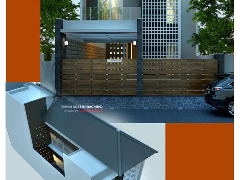 Desain Rumah Kost 2 Lantai, Model Fasad Minimalis Tropis