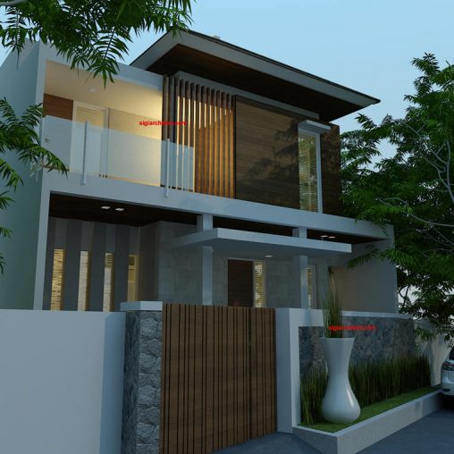 Desain Villa 200 M2 & Kolam Renang, Fasad Minimalis Tropis
