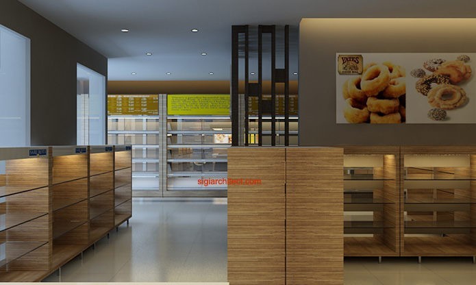 Desain Toko Roti &amp; Cafe Interior Minimalis