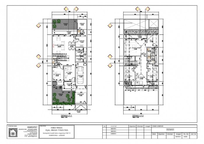 Denah Rumah Modern 2 Lantai, Desain Fasad Tropis Minimalis