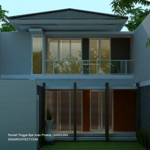Denah Rumah Modern 2 Lantai, Desain Fasad Tropis Minimalis