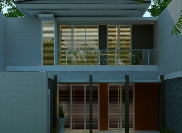 Denah Rumah Modern 2 Lantai, Desain Fasad Tropis Minimalis