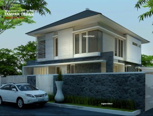 rumah sudut minimalis 2 lantai type 400 m2 & desain kolam