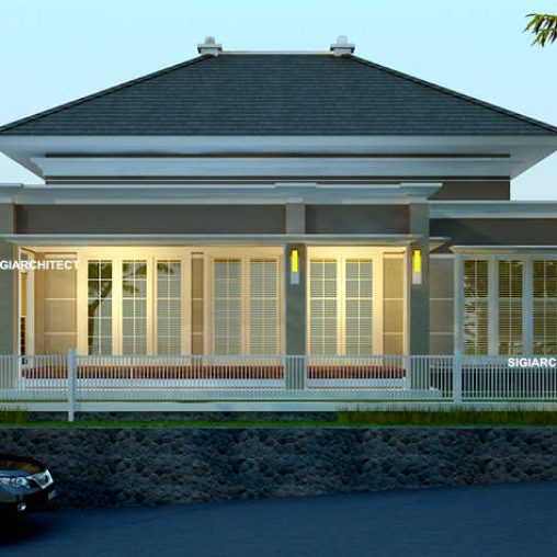 Desain Villa Klasik Pojok/ Hoek, 2 Lantai Stle Fasad Kolonial