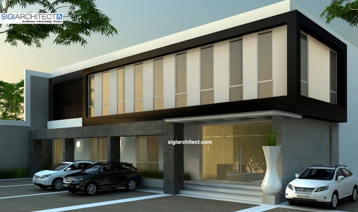 Bangunan Kantor Minimalis 2-lantai Untuk Pergudangan