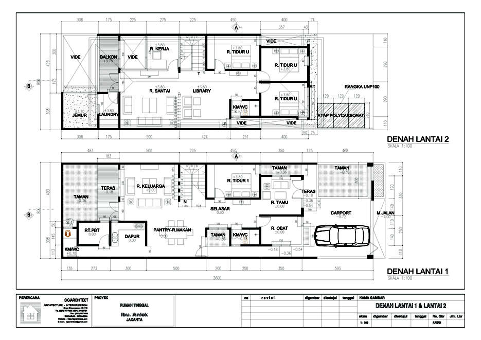 denah rumah minimalis 2 lantai