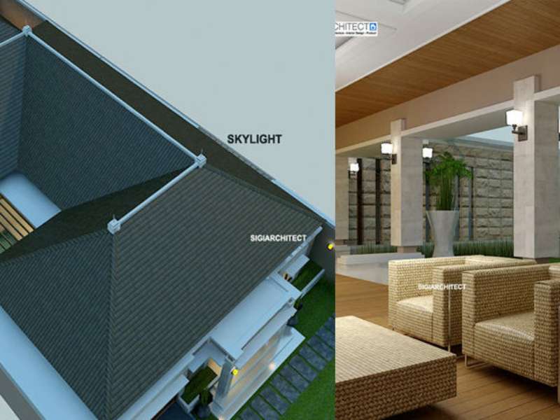 Desain Villa Bali 1 Lantai I Teras Rumah, Taman & Kolam