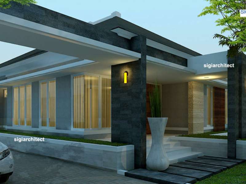 Rumah Minimalis Modern Resort, Desain 1 Lantai Kavling Hook & Gazebo