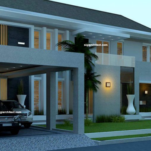 Desain Rumah Mewah Fengshui 2 Lantai Kavling Hook, Modern Minimalis