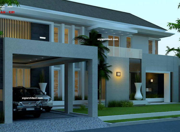 Desain Rumah Mewah Fengshui 2 Lantai Kavling Hook, Modern Minimalis