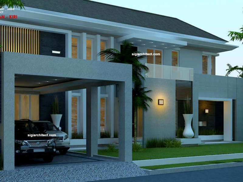 Desain Rumah Mewah Fengshui 2 Lantai Kavling Hook, Modern Minimalis
