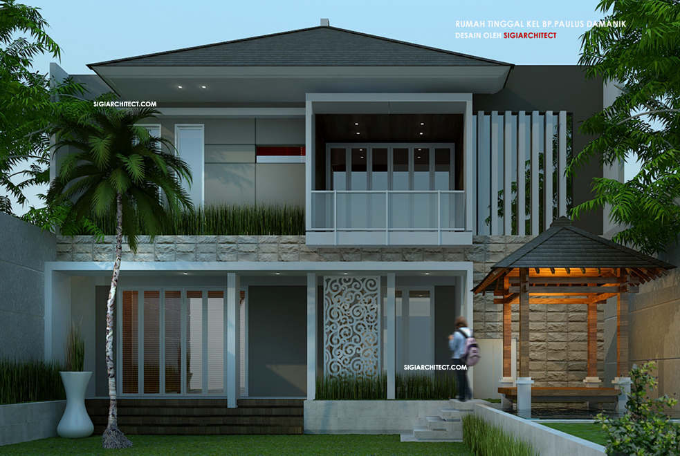 RUMAH TROPIS MODERN MINIMALIS 2 LANTAI_view belakang