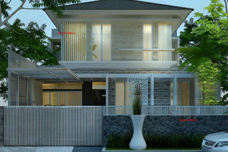 Desain Rumah Tropis Modern Type 350 M2 & Model Pagar Minimalis