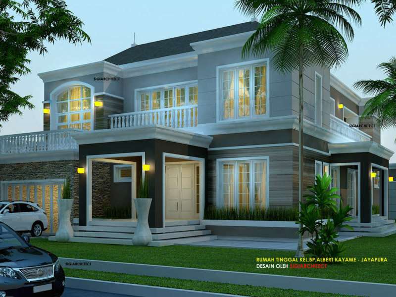 Desain Rumah Klasik Kolonial Kavling Hook 2 lantai
