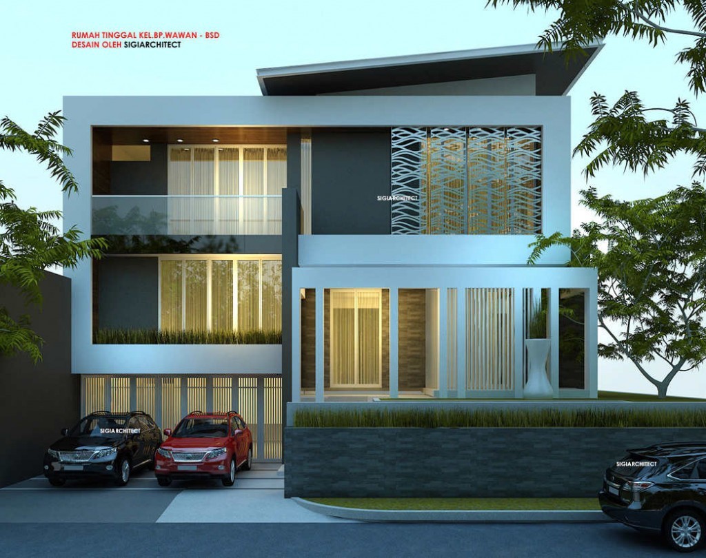 DESAIN RUMAH POJOK_BOX HOUSE_MODERN MINIMALIS_DEPAN