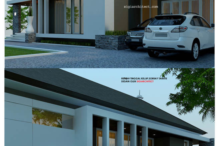 Rumah 1 Lantai Minimalis, Desain  Modern Type 250 M2, Kavling Hoek