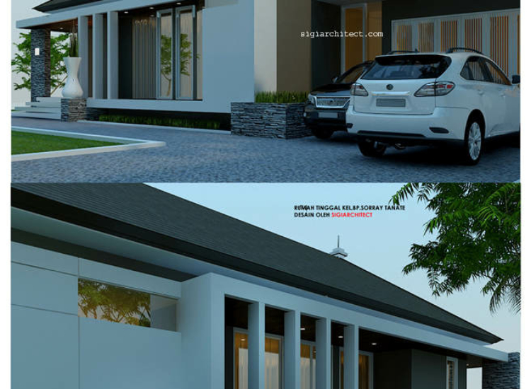 Rumah 1 Lantai Minimalis, Desain  Modern Type 250 M2, Kavling Hoek