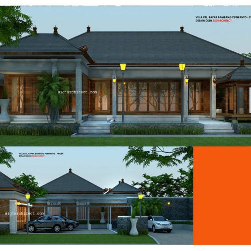 Desain Villa Kolam Renang 1 Lantai, Arsitektur Joglo Jawa Modern