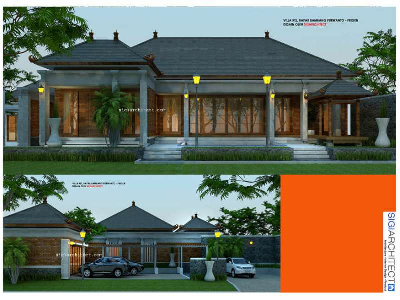 Desain Villa Kolam Renang 1 Lantai, Arsitektur Joglo Jawa Modern