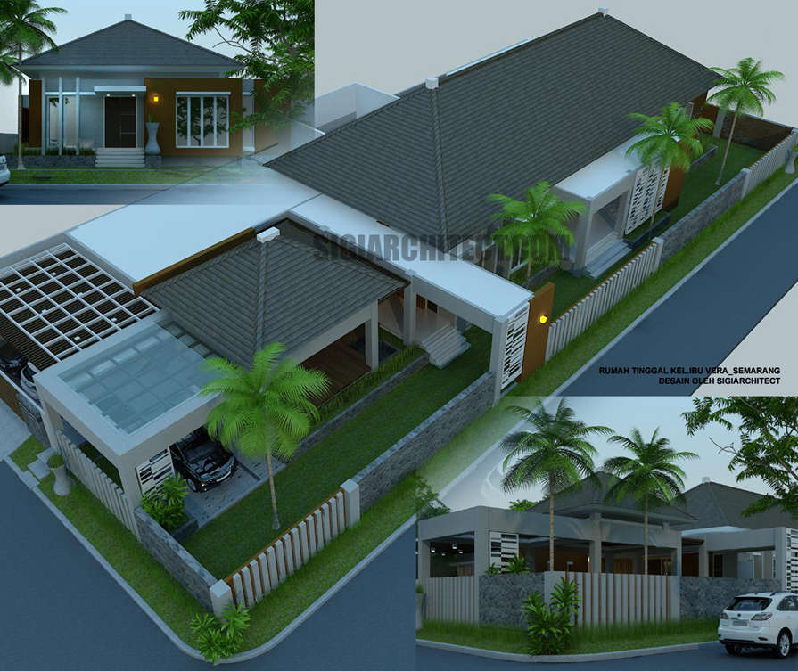 Model Rumah Pojok 1 Lantai Desain Tropis Minimalis
