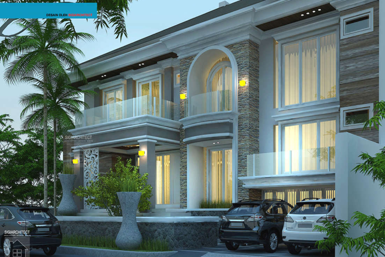 Rumah Klasik 2 Lantai Semybasement, Desain Mewah Mediteran 1000 M2