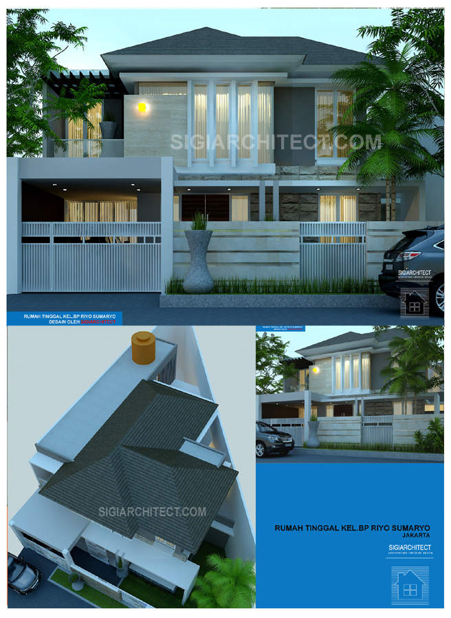 model rumah 2 lantai modern tropis Bp Riyo_Jakarta