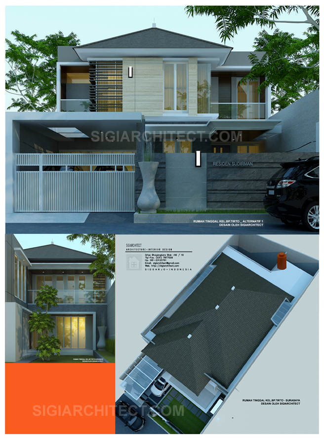 model rumah 2 lantai modern tropis Bp Tirto_Surabaya