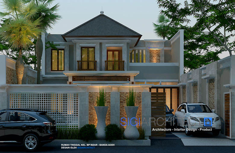 desain villa bali modern 2 lantai