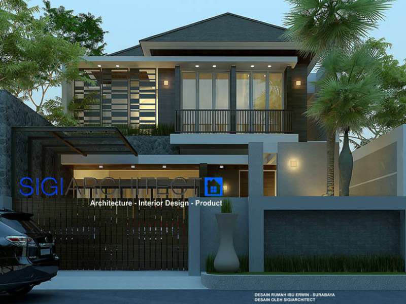 Rumah Tropis Batu Alam, Desain Fasad Modern 2 Lantai