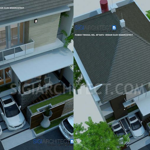 Model Rumah Split 3 Lantai, Desain Mewah Fasad Tropis Modern