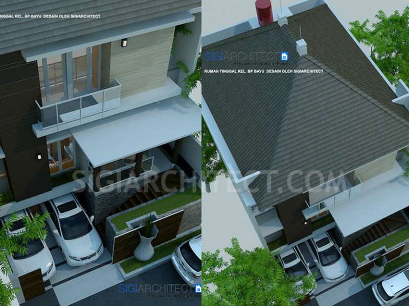 Rumah Split 3 Lantai, Desain Mewah Fasad Tropis Modern