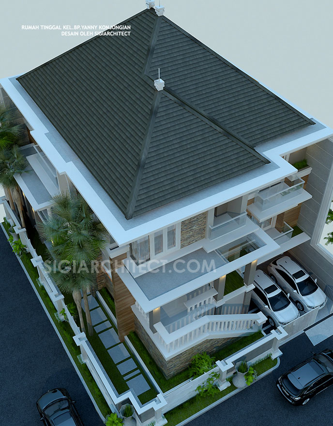 Rumah 3 Lantai Modern Klasik atap