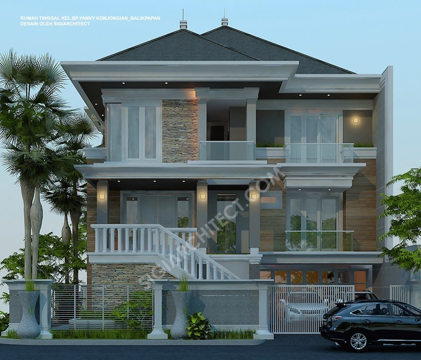 Rumah 3 Lantai Modern Klasik depan