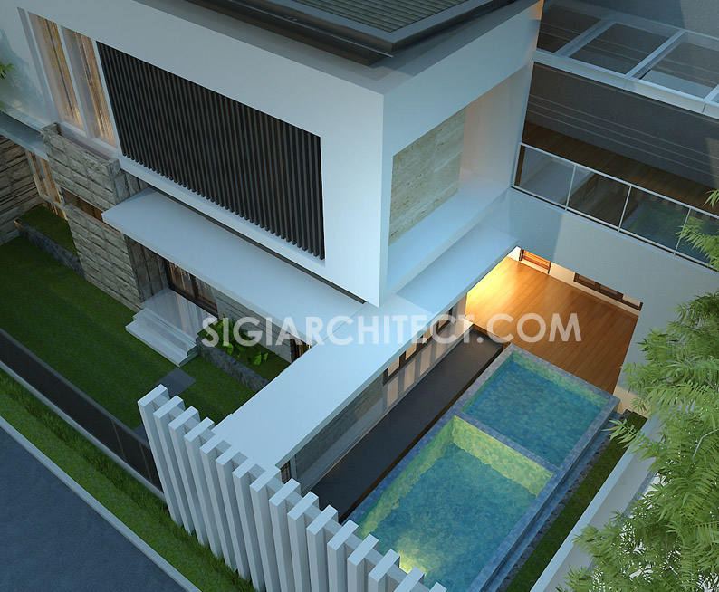 Rumah Hook Minimalis Modern 2 Lantai_kolam renang