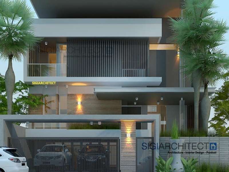 Desain Rumah Semibasemen & Kolam Renang Modern Minimalis