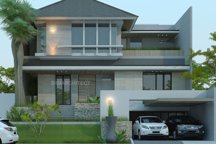 Rumah Tropis 3 Lantai Semibasemen Desain Cluster Tanpa Pagar Depan