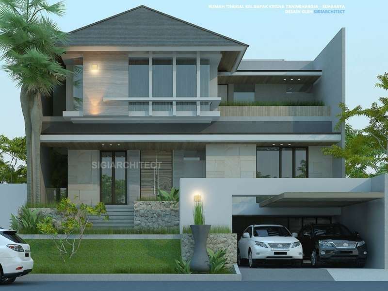Rumah Tropis 3 Lantai Semibasemen Desain Cluster Tanpa Pagar