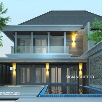 Rumah Hoek Kolam Renang 2 Lantai Klasik Modern