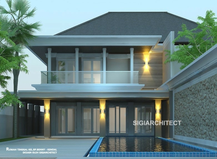 Rumah Hoek Kolam Renang 2 Lantai Klasik Modern