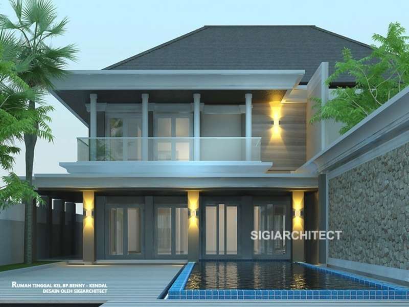 Rumah Hoek Kolam Renang 2 Lantai Klasik Modern