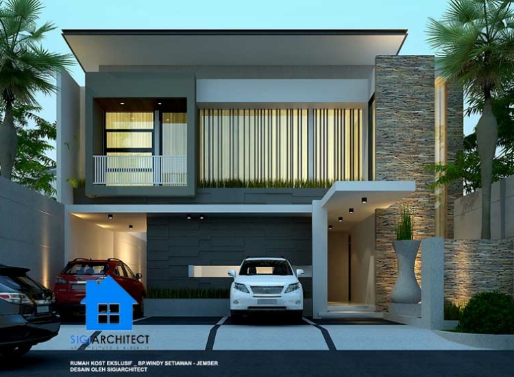 Desain Kost Eksklusif 2 Lantai Mewah Modern Minimalis