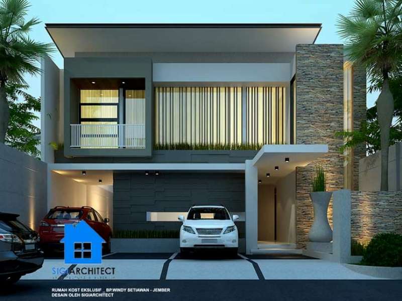 Desain Kost Eksklusif 2 Lantai Mewah Modern Minimalis