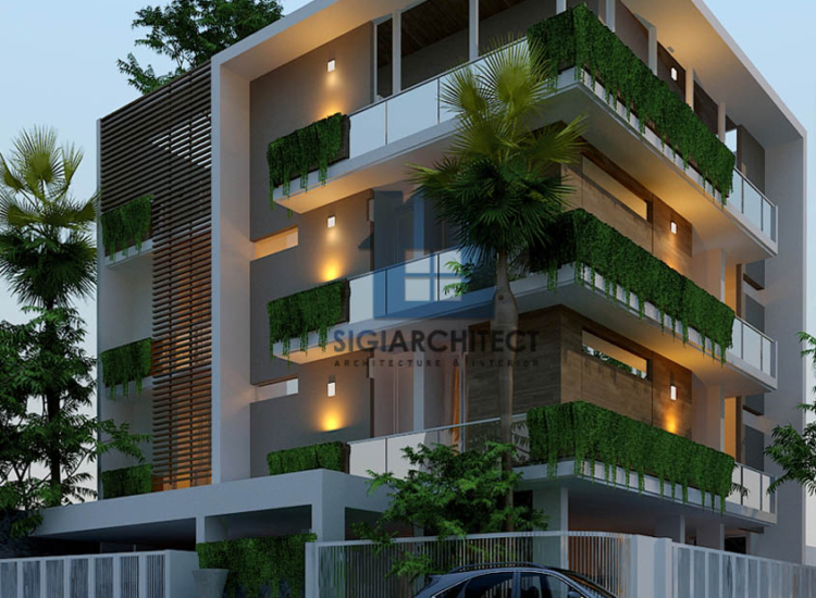 Desain Kos 3 lantai Kavling Hoek modern minimalis