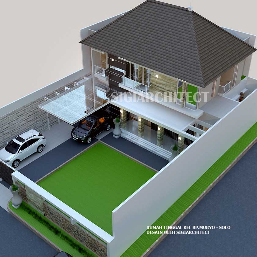 Denah rumah hoek 2 lantai type 300-400 M2