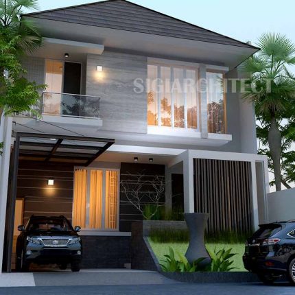 Desain Rumah type 250 M2, Fasad Modern Tropis Minimalis