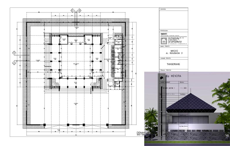 jasa arsitek desain masjid 2 lantai modern