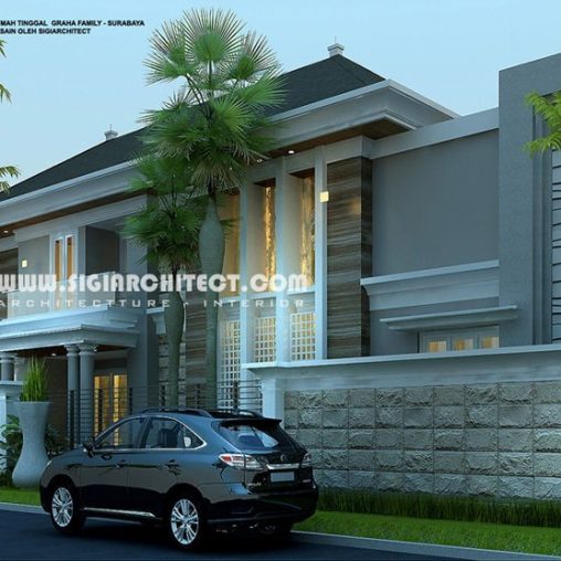 Rumah Mewah Kolam Renang, Desain Klasik Mediteran 2 Lantai Hook